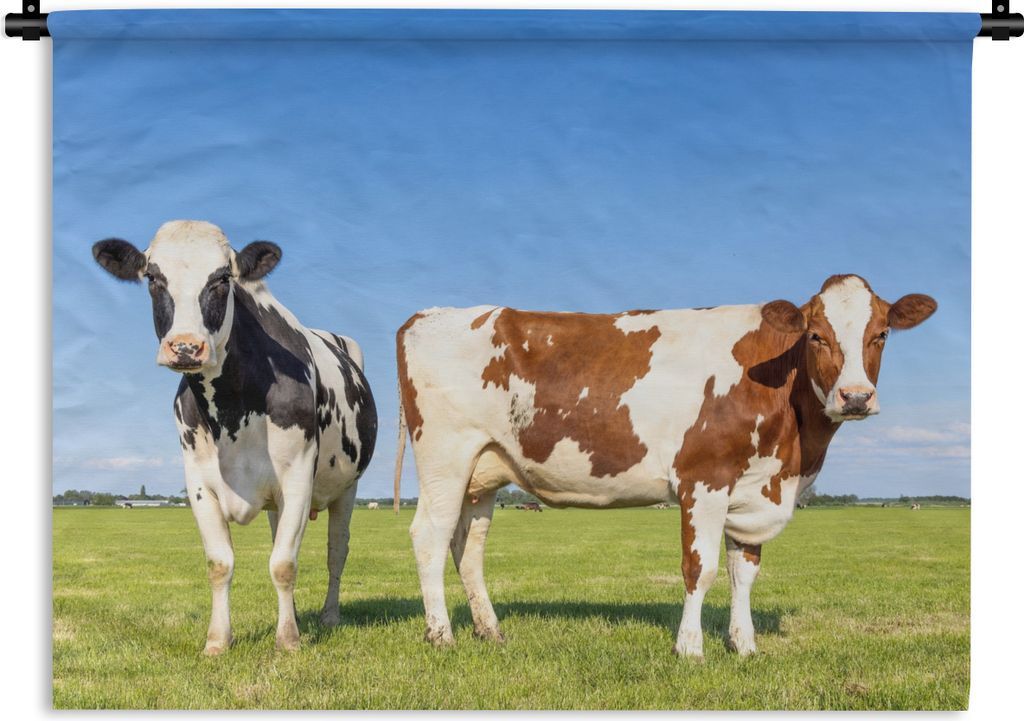 MuchoWow Wandteppich Wandbehang Kühe - Bauernhof - Gras - Natur - Tiere 150x112.50 cm Tapisserie Dekoration Wandtuch - Wanddecke - Wandteppiche