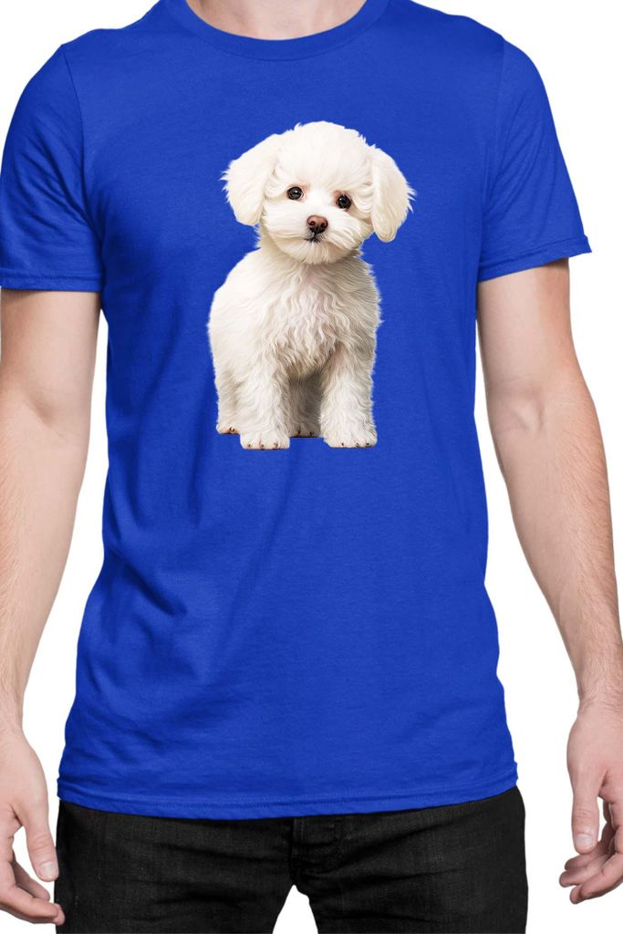 Herren T-Shirt Dogs Breeds Bichon Frise Dog Breed 006, Man 3XL / Blau