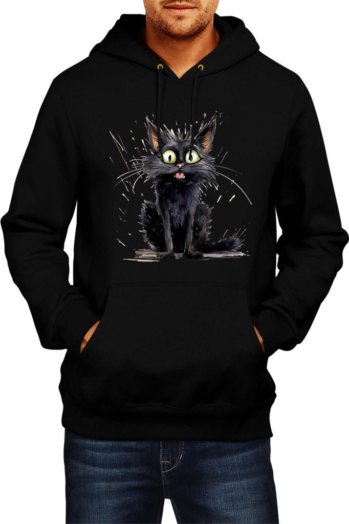 Herren Kapuzenpullover Funny Cats Breeds Mandalay Cat 025, Man M / Schwarz