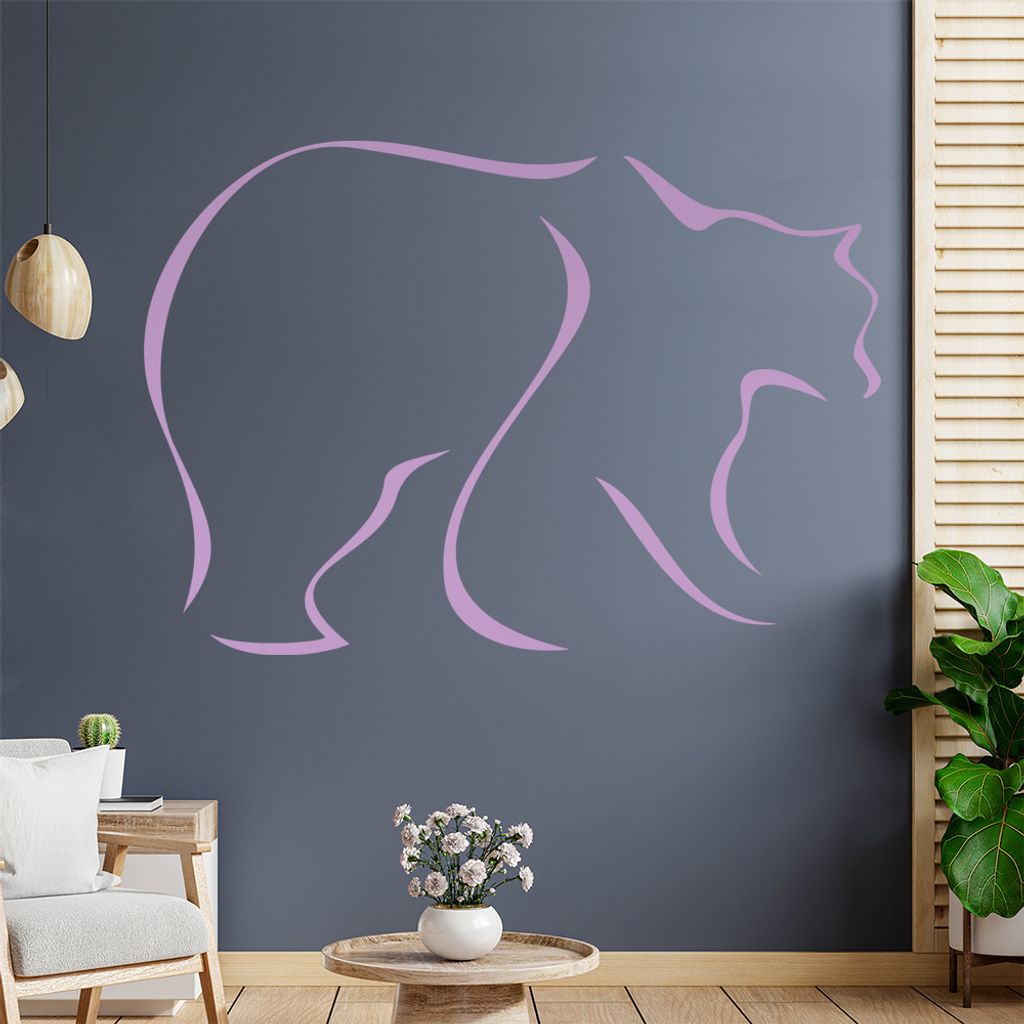 Bär Linien Wandtattoo in 6 Größen - Wandaufkleber Wall Sticker - Dekoration, Küche, Wohnzimmer, Schlafzimmer, Badezimmer
