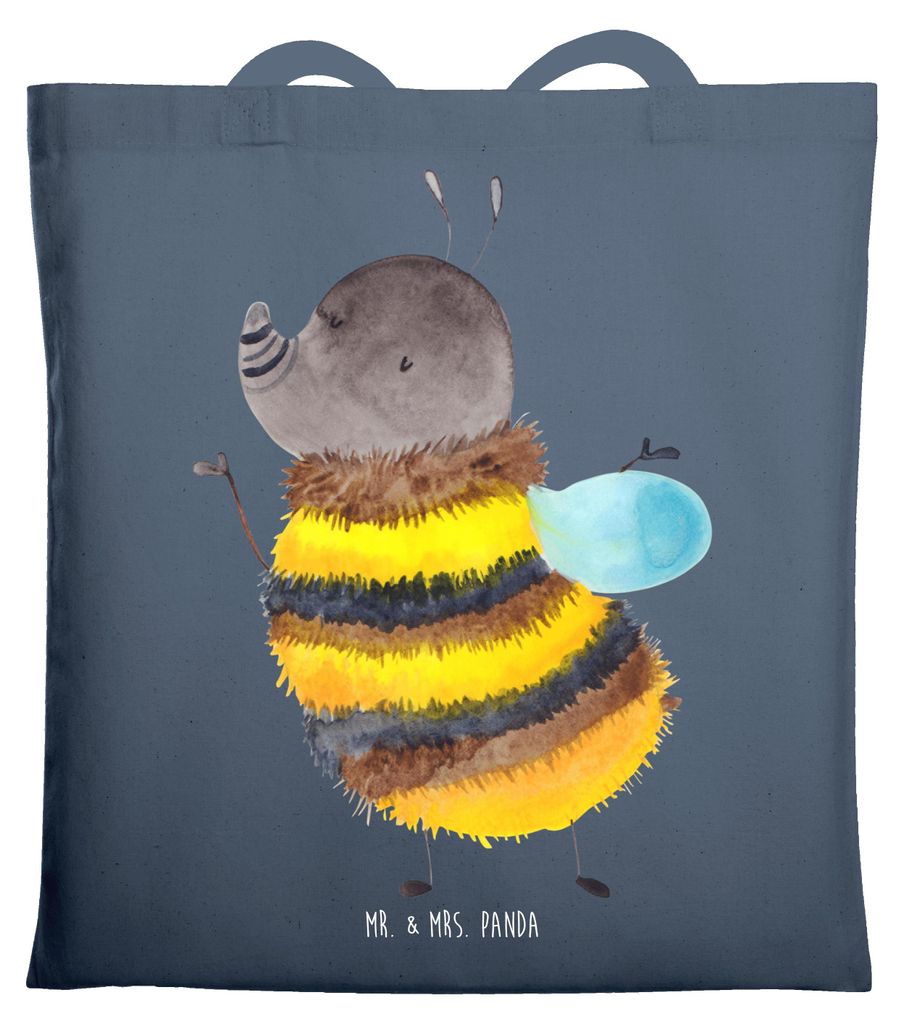 Mr. & Mrs. Panda Beutel Hummel flauschig - Indigo Blue - Geschenk, Tasche, Biene, Schultasche, Jutetasche, Laptoptasche, Blume, Lustige Sprüche, U...