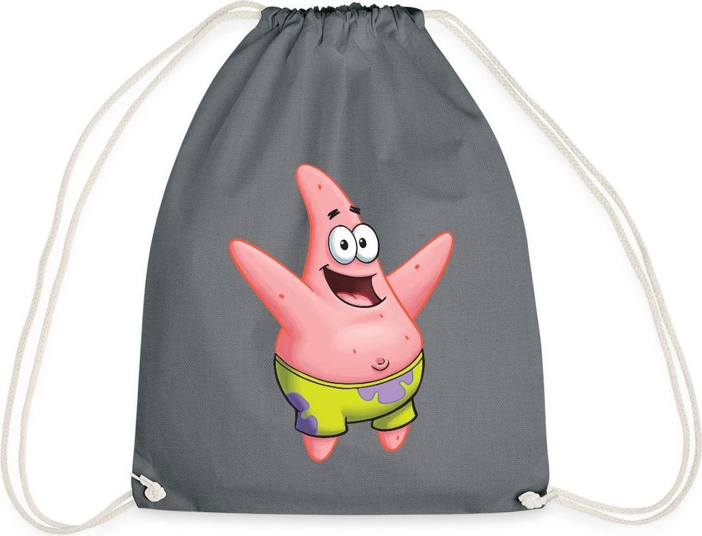 Spreadshirt Spongebob Schwammkopf Patrick Star Design Turnbeutel, One size, Grau