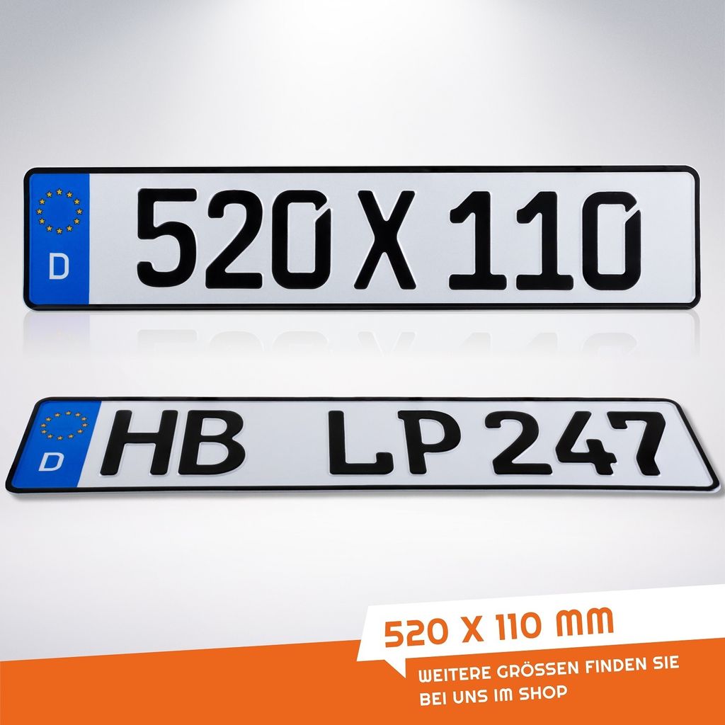 1 Stück 52x11cm Kennzeichen Wunkschkennzeichen DIN- PKW LKW Produktbild 5