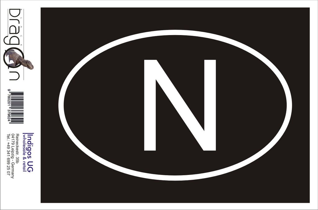 Aufkleber / Autoaufkleber - JDM / Die cut / Auto / OEM - Norwegen N - 160x110 mm gelb - Heckscheibe / Heckscheibenaufkleber