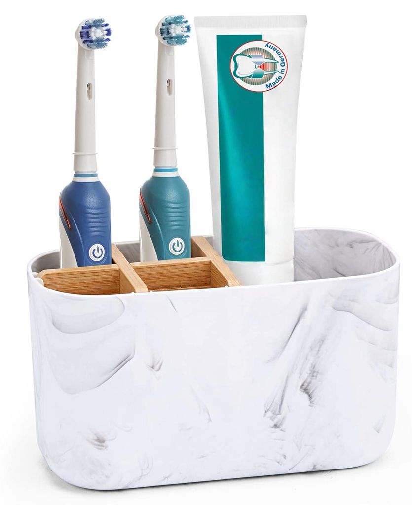 Zahnbürstenhalter Bad Organizer mit 5 Fächern für elektrische Zahnbürste, Zahnpasta Halter für Waschtisch, Bathroom Organizer Toothbrush Holde...