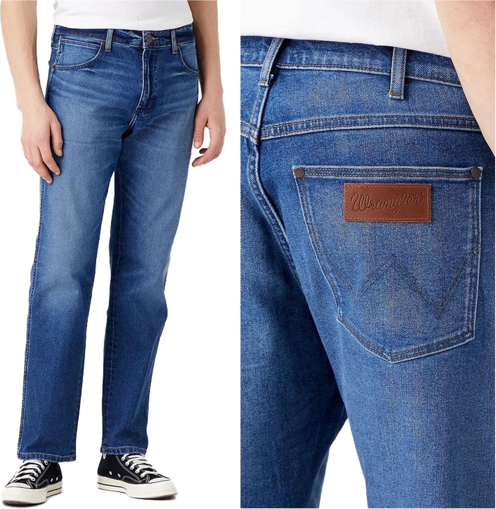 WRANGLER, Herren Jeanshosen, Straight fit, FRONTIER, W33 L34, Blau, Jeans, baggyjeans, buggy