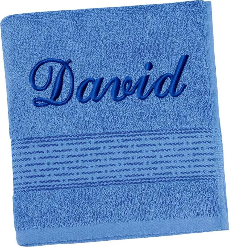 Asciugamano Viso Personalizzato Blu a Righe 50x100 cm - Cotone 100%