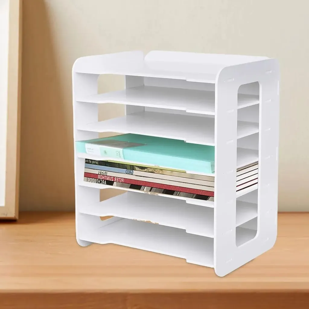 Rangement de bureau 7 compartiments PVC blanc robuste et facile à monter - 2