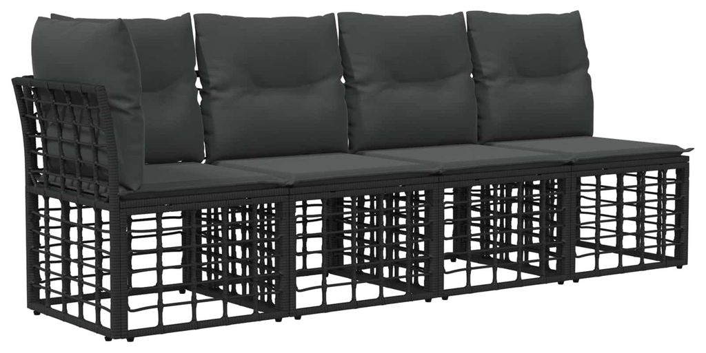 vidaXL Gartensofa-set 6 pcs Schwarz Poly-Rattan