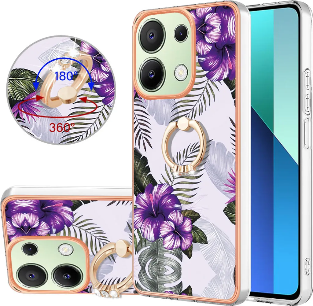 Vetro Xiaomi Redmi Note 13 Custodia Per Xiaomi Redmi Note 14S 4G / Note 13 Pro 4G / POCO M6 Pro - Cover Ultra Sottile In Vetro Temperato 9H Color Viola Sfumato