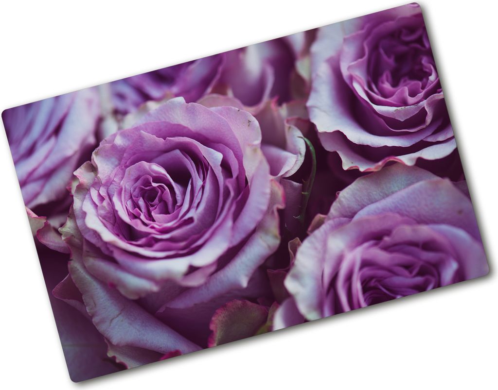 Tulup Glas Herdabdeckplatte - 80x52 cm - Glaskeramikkochfeld-Abdeckung Spritzschutz Glasabdeckplatte - Einteilig - Blumen & Pflanzen - Lila Rosen -...