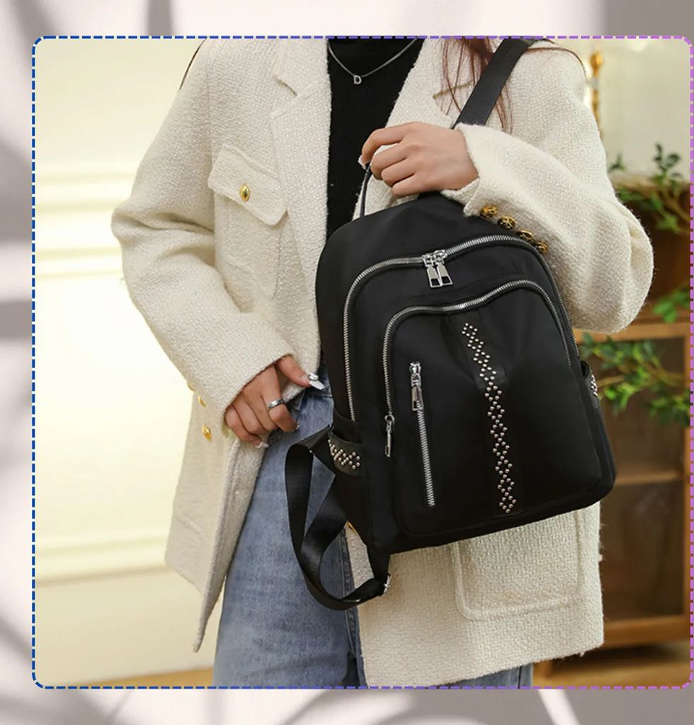 EDIBAZZAR Damenrucksack elegant urban schwarz boho
