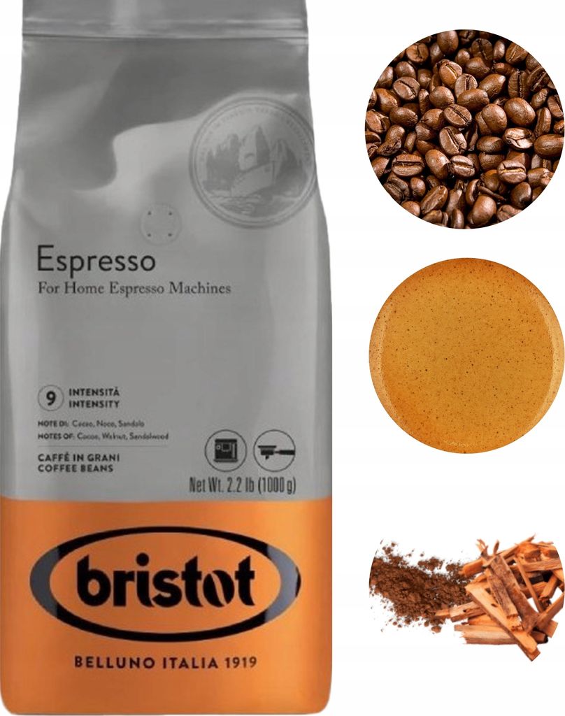 Bristot Espresso 1kg Kaffee ganze Bohnen
