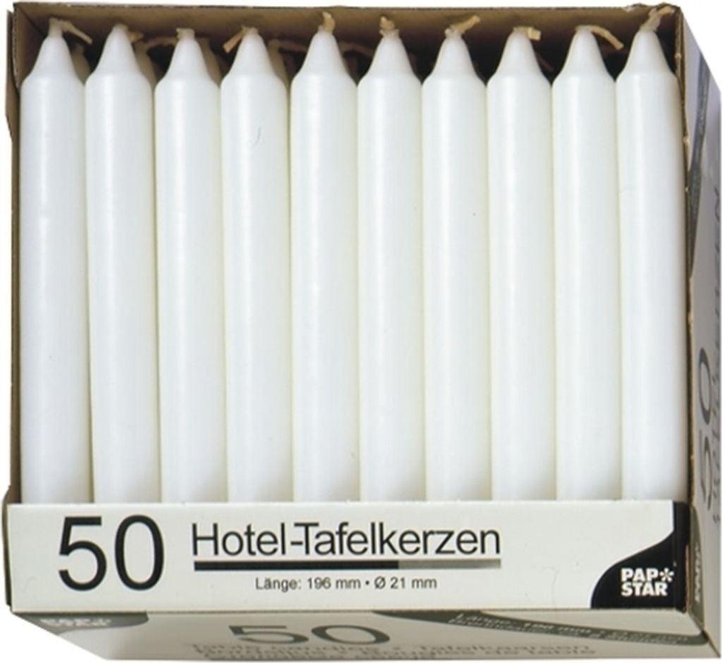 50 Tafelkerzen Ø 2,1 cm · 19,6 cm weiss Produktbild 