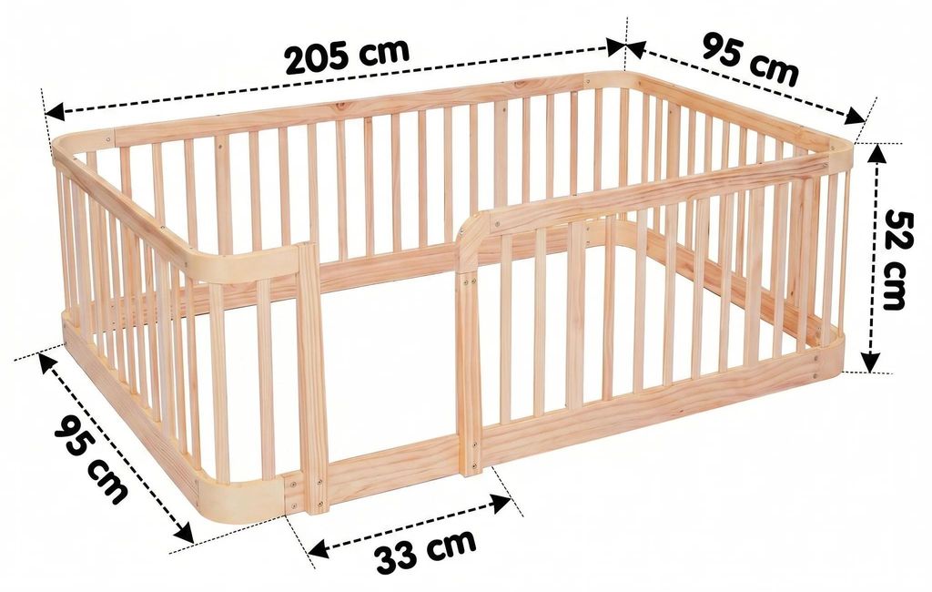 Parc pour bébé - Parc avec tapis d'éveil - En bois, 90 x Image du produit 