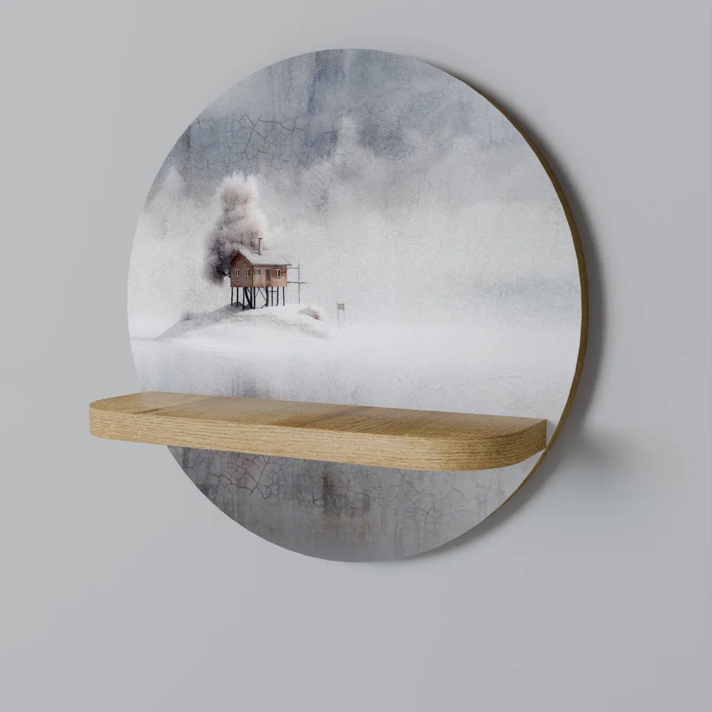 Étagère murale ronde en chêne suspendue pour décoration scandinave