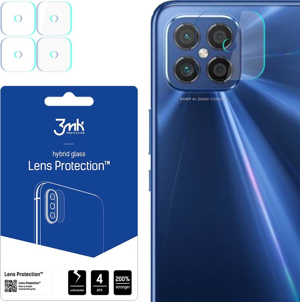 3mk Hybridglas Lens Protection für Huawei Nova 8 SE Kamera Objektiv Kameralinse 0,16mm 6H (4 Stück)