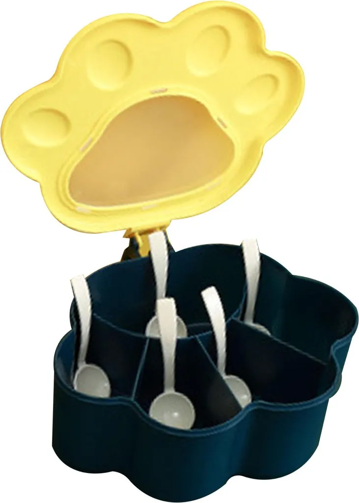 Boîte à Épices de Cuisine 5 en 1 avec Couvercle de Protection Bleu