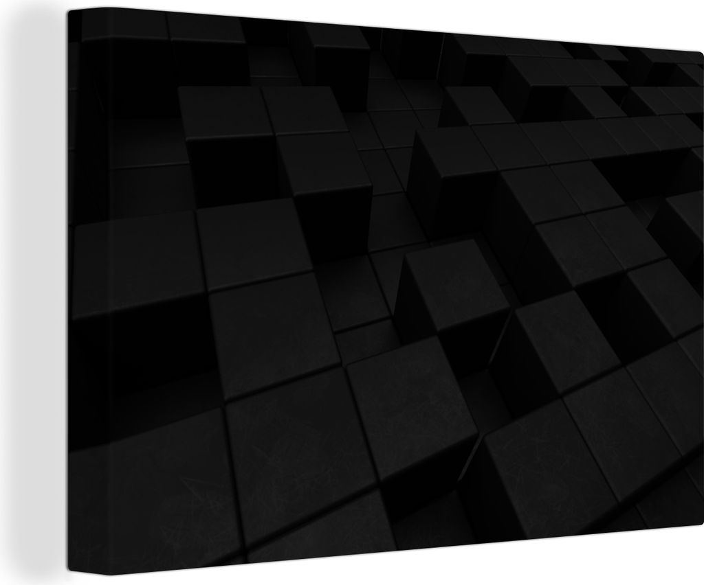 OneMillionCanvasses - Leinwandbilder - 140x90 cm, Würfel - Schwarz - Weiß - Muster, Wandbilder Kunstdruck Wanddekoration - Foto auf Leinwand - ...
