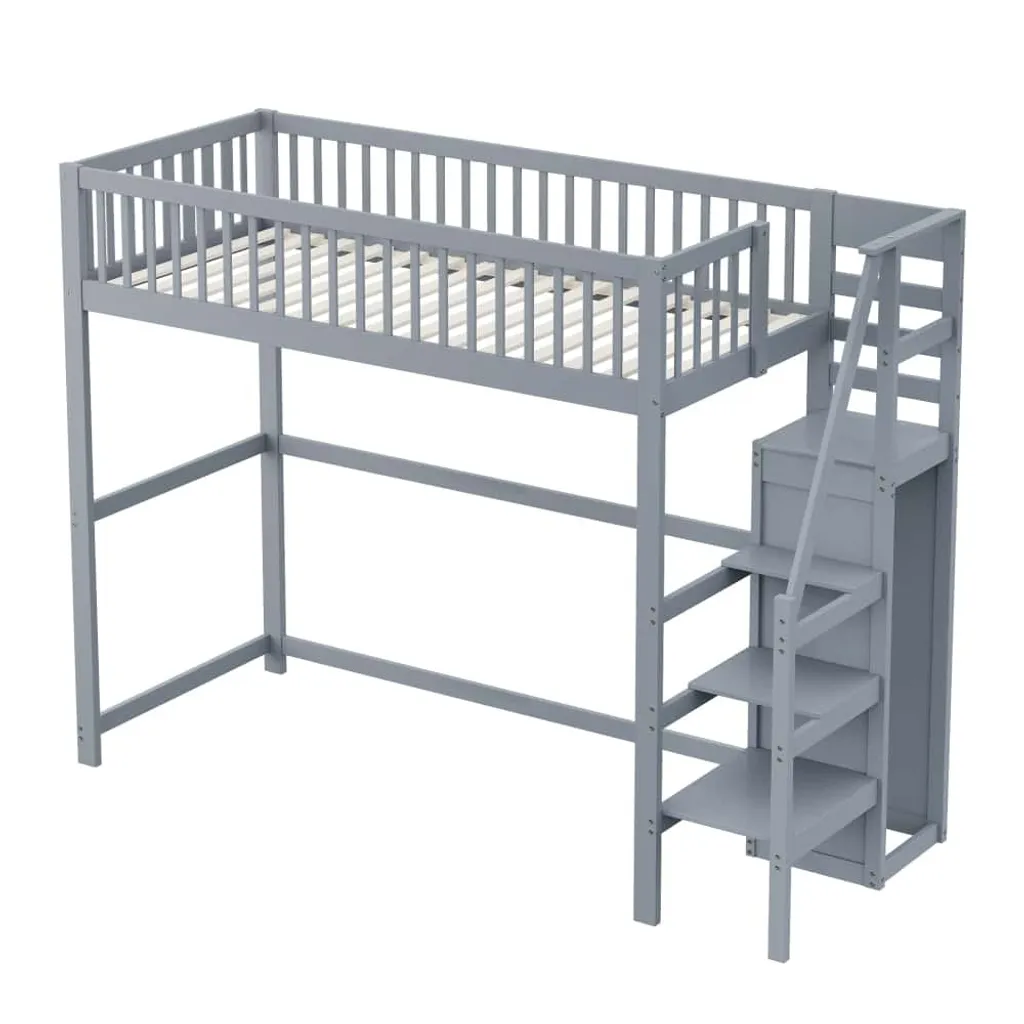 Lit Superposé Robuste 90x200 avec Armoire pour Ranger et Optimiser
