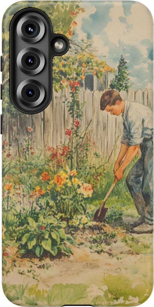 Gärtner bei der Blumenpflege – Hülle Kompatibel mit Galaxy S25 Plus
