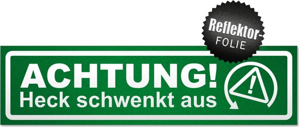 Achtung Heck schwenkt aus invertiert Magnetschild Schild magnetisch