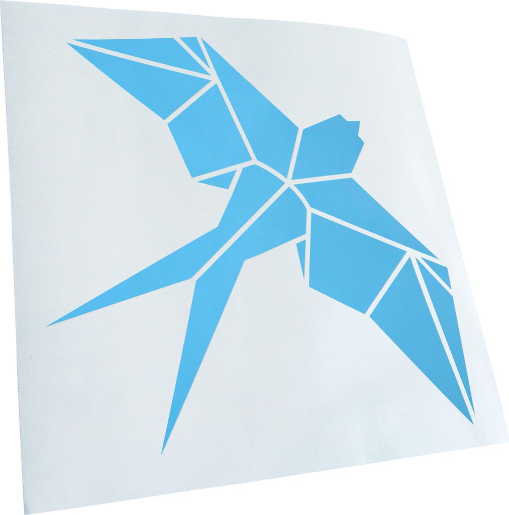 Kiwistar - Autoaufkleber - Papierfalten Vogel M2 - Lichtblau - 50x50cm - Aufkleber für Auto, Laptop, Fahrrad, LKW, Motorrad mehrfarbig JDM Decal R...