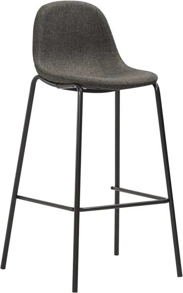 Ensemble mange-debout et 2 tabourets tissu gris foncé - Coin café convivial - 6