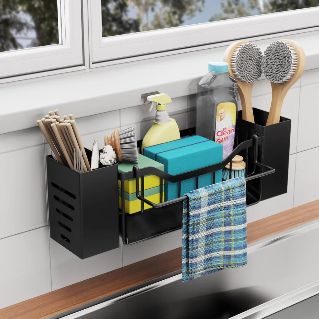 Rangement évier suspendu : organiseur de cuisine modulable sans perçage