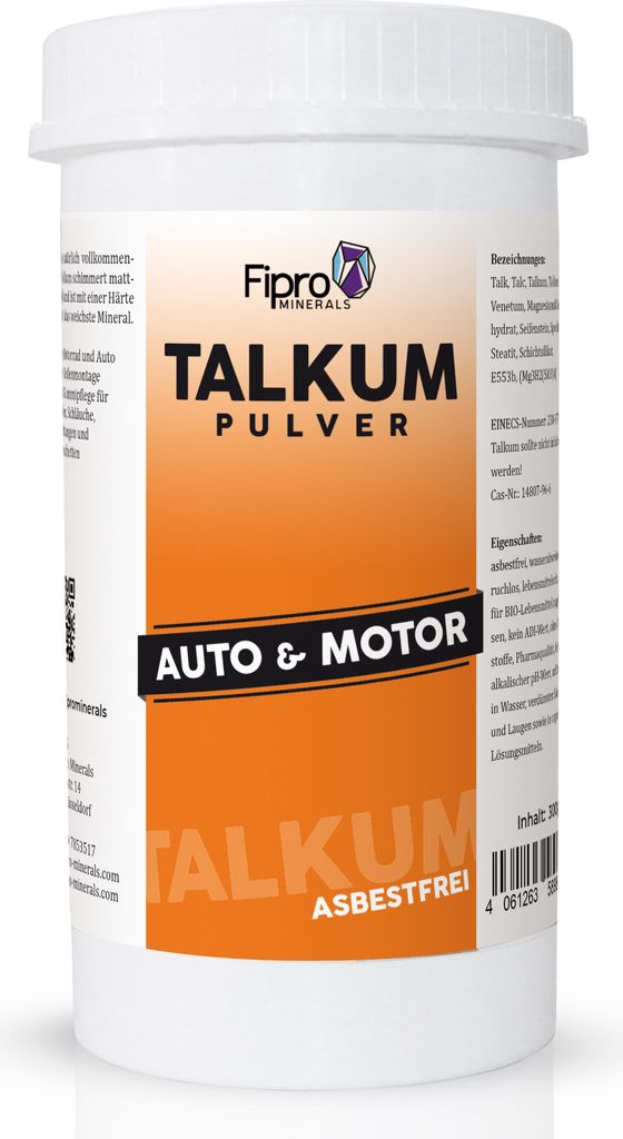 Talkum für Gummipflege Reifenmontage 2x 300g Streudose Asbestfrei & aus 100% Talc Talk, Talkumpuder ohne Zusatzstoffe - für die direkte Anwendung...