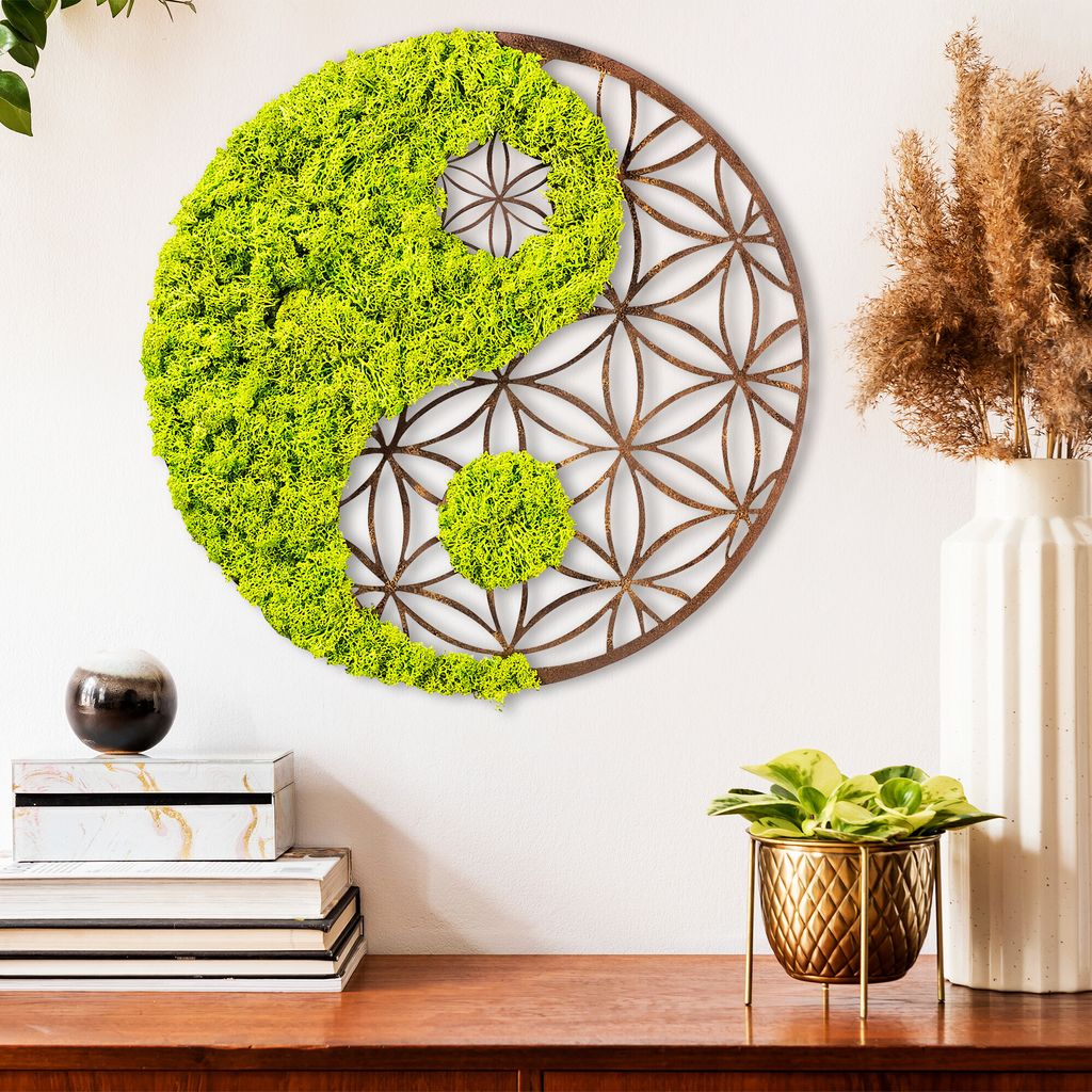 Wallity, Yin Yang, dekoracja ścienna, zielony, MDF, 44 x 44 Zdjęcie produktu 