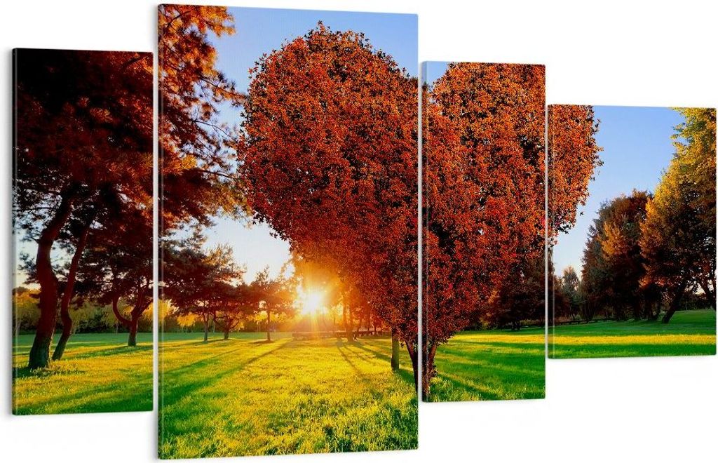 Bild auf Leinwand - Leinwandbild - Baum Park Frühling Herz - 120x70cm - Wand Bild - Wanddeko - Leinwanddruck - Bilder - Kunstdruck - Wanddekoratio...