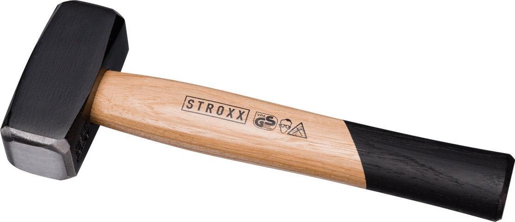 Stroxx Fäustel Hammer Stahlkopf Hickory-Stiel für schwere Meißel- und Stemmarbeiten