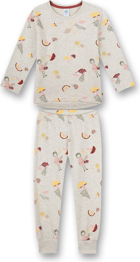Sanetta Mädchen Schlafanzug Set - lang, Kinder, 2-tlg. Allover-Muster, 104-140 Beige 128