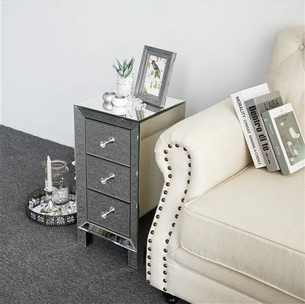 Table de nuit miroir Dtboom vintage commode de rangement à tiroirs - 7