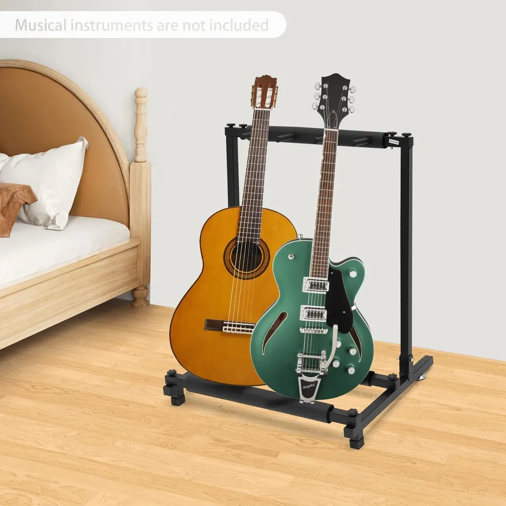 Support de guitare triple en fer robuste avec espacement de 10,5 cm - 2
