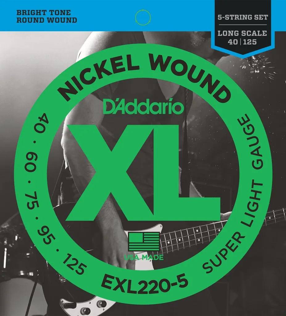 Jeu de cordes basse 5 cordes D'Addario EXL220-5 tirant super light
