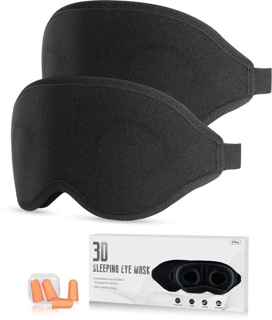 Lot de 2 masques de sommeil 3D professionnels 100% occultants réglables