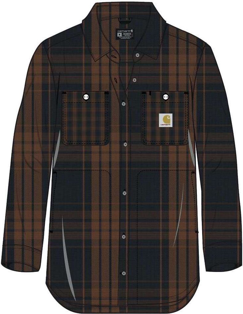 Carhartt Damen Hemdjacke Loose Fit Twill Plaid Shirt | 107136, Farbe:black, Größe:XS