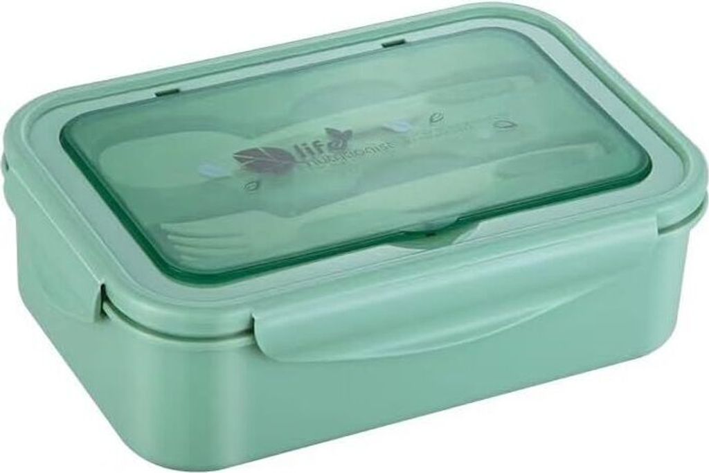 Lunch Box, Bento Box, Brotdose mit 3 Fächern und Besteck, Auslaufsicher Brotzeitbox Kühlschrank Spülmaschinenfest Mikrowellengeeignet, Brotdosen...