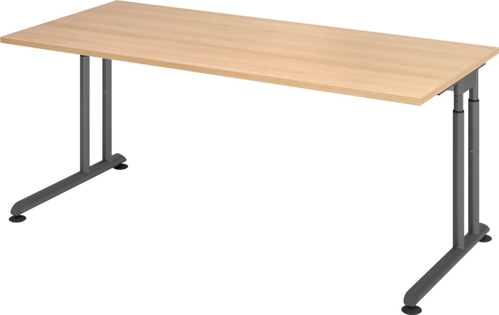 bümö Schreibtisch Serie-Z - Gestell: Graphit, Größe: 180 x 80 cm, Nachbildung: Eiche