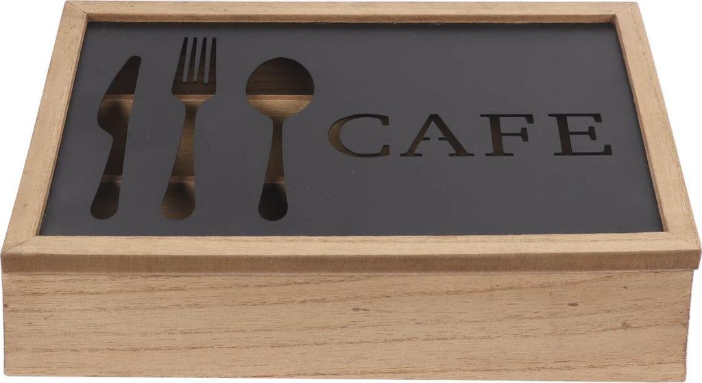 Besteckkasten DKD Home Decor Braun Schwarz Metall Holz MDF Vintage 25 x 18 x 6 cm