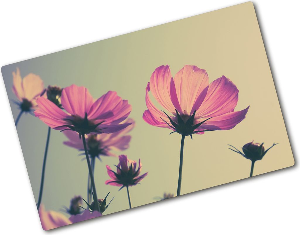 Tulup Glas Herdabdeckplatte - 80x52 cm - Glaskeramikkochfeld-Abdeckung Spritzschutz Glasabdeckplatte - Einteilig - Blumen & Pflanzen - Rosa Blumen ...