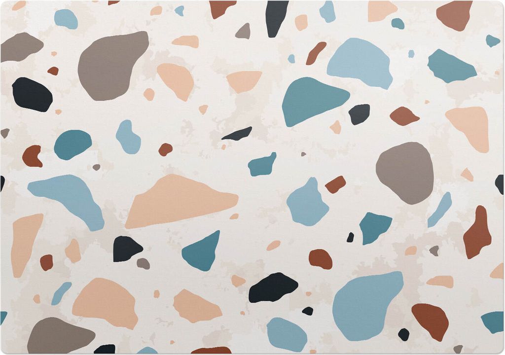 Abstrakter Terrazzo – Bodenschutzmatte – Rutschfest – Schutzmatte für Büro – Vinylmatte – Stuhlunterlage –100 x 70 cm