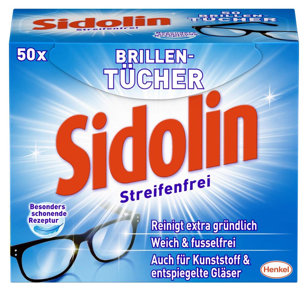 Sidolin Streifenfrei Brillenputztücher 50 Tücher Produktbild 