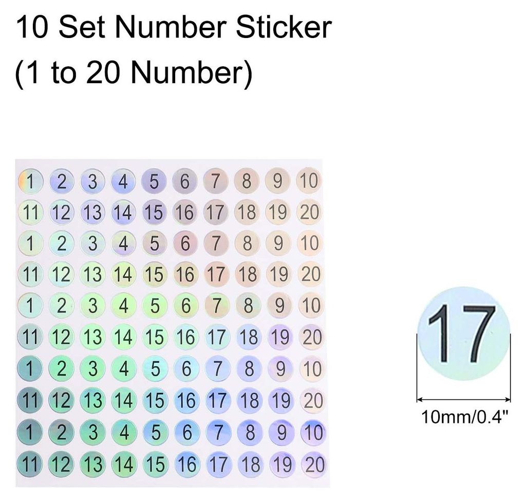 Nummer Aufklebern Nummer 1 bis 20 Rund Nummer Etiketten Reflektierende Aufkleber fš¹r Zahlen Sortieren 10 Bl?tter