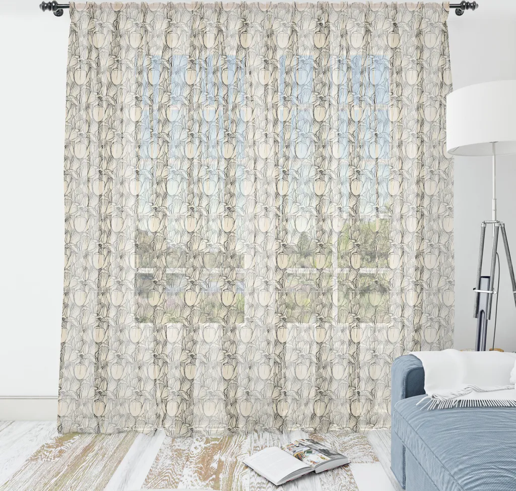 ABAKUHAUS Arazzo botanico, Madre Natura Essenza Petali in tonalità tenui Foglie Rami Profumo di bosco, Soggiorno Camera da letto Arazzo in raso setoso, 210 cm x 274 cm, Beige e tortora