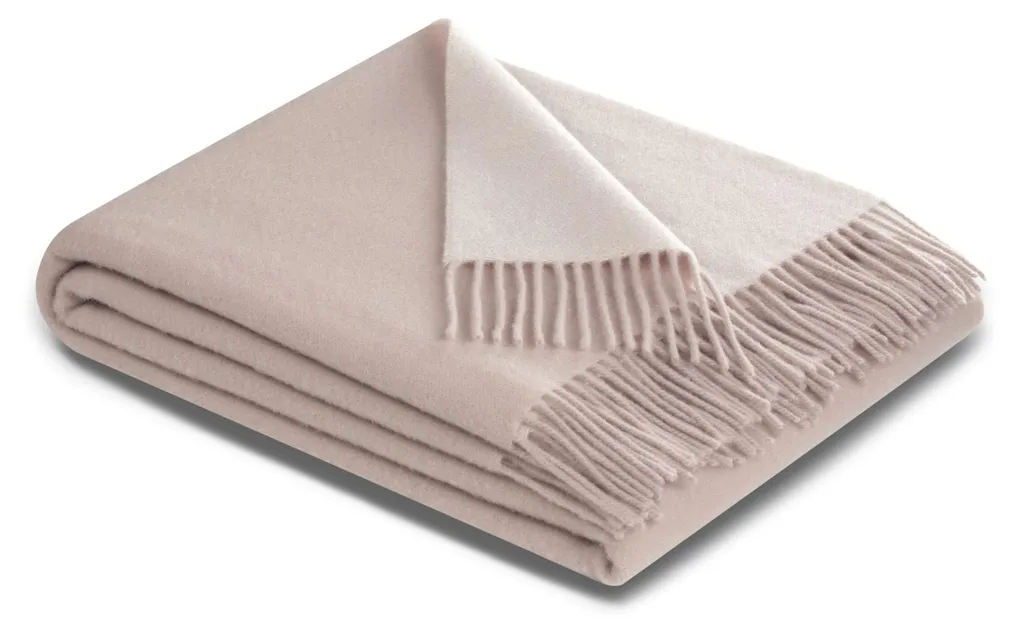 Plaid de canapé en cachemire Biederlack pour soirées cocooning rose ecru