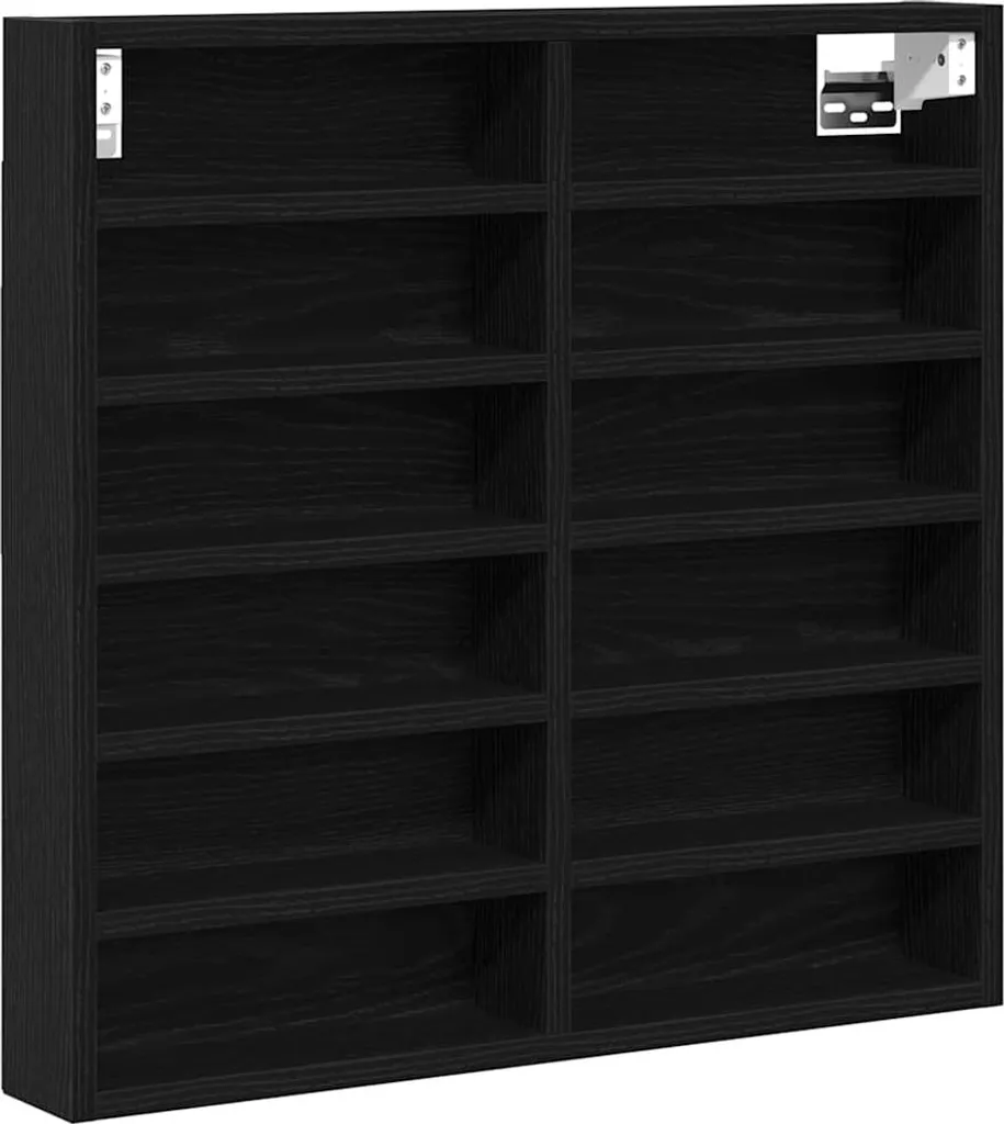 SYFAX™ Vetrina Rovere Nero 60 x 8,5 x 58 cm Legno multistrato