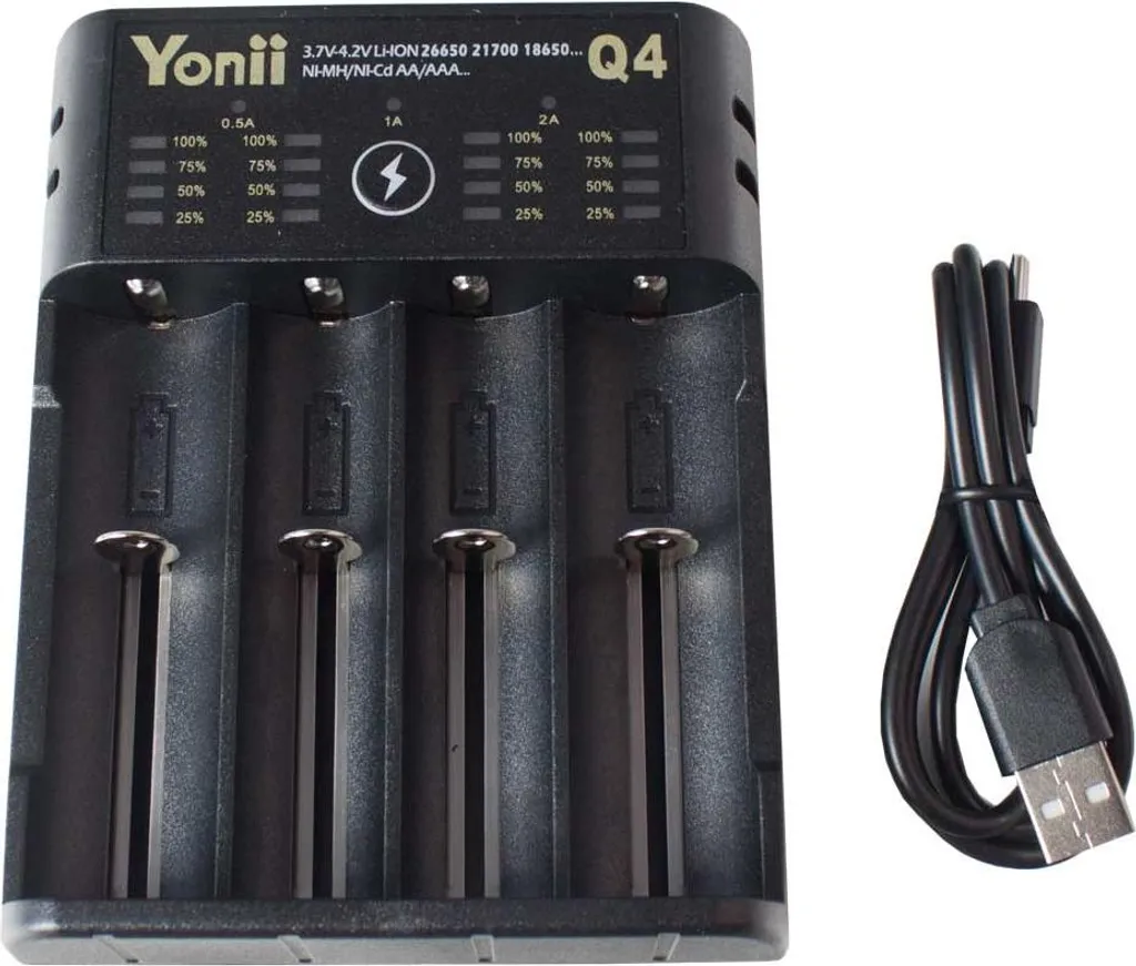 Chargeur Rapide 4 Compartiments Individuels 0,5-2A pour Accus Lithium
